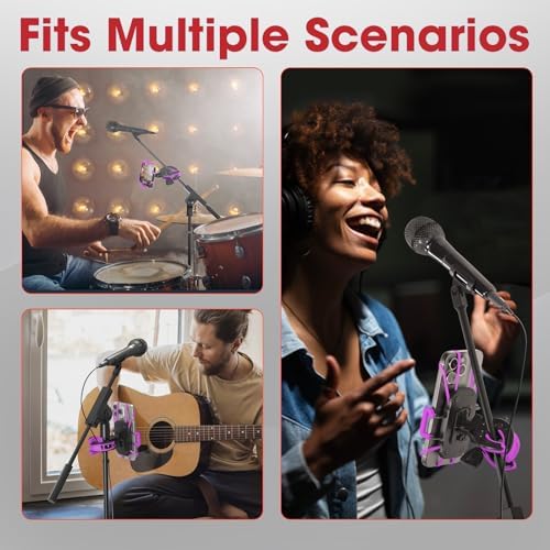 CR-30 Adjustable Clip Mic Stand Phone Holder – Ultimate Versatile Mount for i Phone, Samsung, Pixel & All Smartphones – Perfect for Musicians, Podcasters & Creators – Lightweight, Portable Design with Superior Stability in Chic Grey Finish – Revolutionize Your Recording & Streaming Experience with Unmatched Convenience and Performance