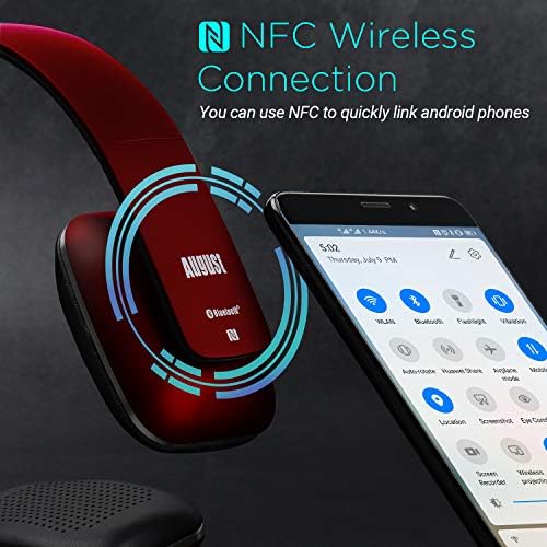 August EP636 Wireless Bluetooth Headphones – Premium On-Ear Design with NFC Technology for Instant Pairing – High-Fidelity Audio Performance for Audiophiles and Professionals – Long-Lasting 10-Hour Battery for Uninterrupted Listening – Built-In Microphone for Effortless Hands-Free Communication – Ideal for Commuters, Fitness Enthusiasts, and Daily Use