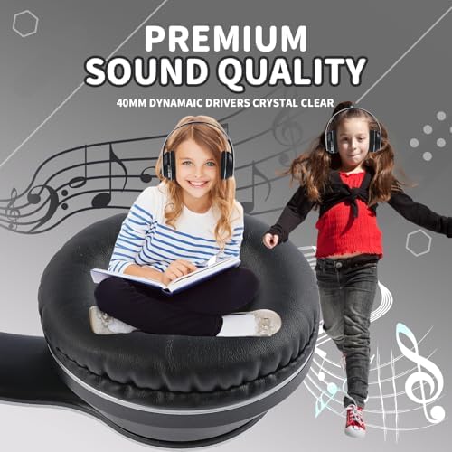 Ultimate Comfort Wireless Bluetooth Headphones for Kids – Ergonomic Over-Ear Design with Soft Protein Cushions for Unmatched Listening Pleasure – Perfect for Gaming, Music, and Active Lifestyles – Sleek Black and White Aesthetic for Ages 3 to 21 – Lightweight and Durable for Long-Term Use – Ideal Wireless Sports Headset with Extended Battery Life for Endless Enjoyment