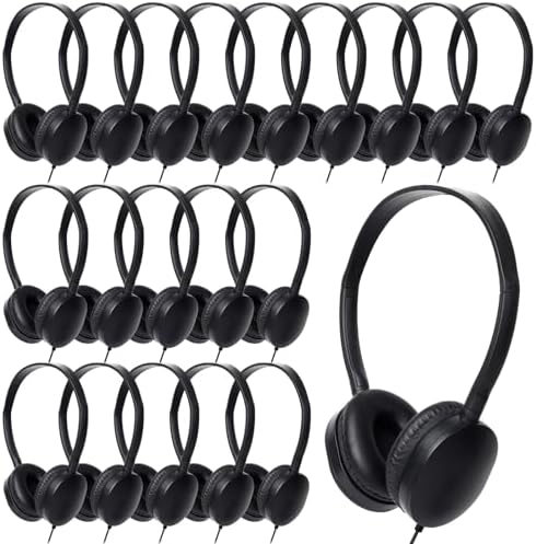 Bulk 25-Pack Classroom Headphones for Kids – Colorful 3.5 mm Earphones Perfect for Student Engagement and Group Learning – Comfortable, Durable Design for Everyday Academic Use