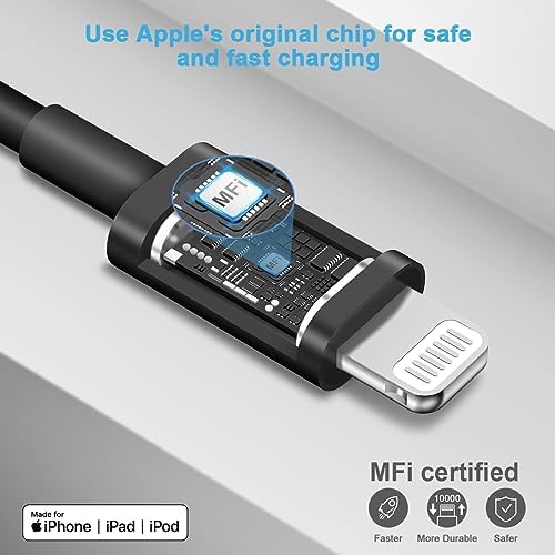 20 W PD USB-C Wall Charger with 6 FT Fast Charging Cable for i Phone 14/13/12/11/Pro/Pro Max/Mini/Xs Max/XR/X and i Pads – Rapid Power for Apple Devices with Enhanced Safety Features and Portability