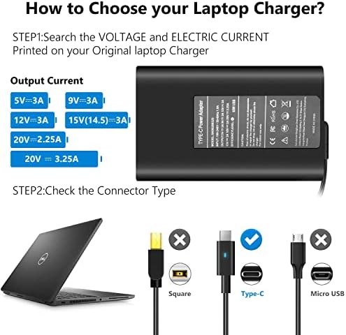 High-Speed 65 W & 45 W USB-C Laptop Charger for Dell Latitude, XPS, and Chromebook – Universal Compatibility & Safety Features – Fast Charging Power Adapter for 7420, 5520, 5430, 7330, and More – Reliable Performance with Worldwide Input – Includes Power Cord & User Manual – Kaqiar 12-Month Warranty & 30-Day Money-Back Guarantee