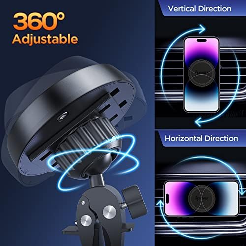 Ultimate IPOW Magnetic Car Phone Mount – Upgraded Alligator Clip Design for Unmatched Stability | Strong Magnet for i Phone 14, 13, 12 Pro Max & Samsung Galaxy | Universal Smartphone Compatibility | Effortless One-Handed Operation & Adjustable Vent Clip for Enhanced Viewing Experience