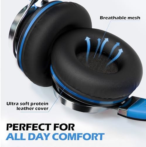 Premium AILIHEN C8 Kids Wired Headphones – Foldable On-Ear Design with Adjustable Volume Control and Built-In Microphone for Safe Listening – Perfect for School, Travel, and Home Use (Black/Blue) – Exceptional Sound Quality for Young Audiophiles and Learning Environments