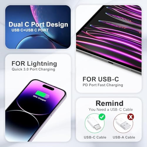 Dual Port 20 W USB-C Fast Charger Block for i Phone 16 e/15 – 3-Pack Power Adapters for Rapid Charging – Compact & Versatile Wall Charger for i Phone and i Pad – Enhanced Safety Features and Compatibility