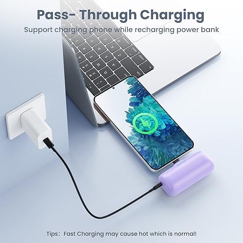 Ultra-Compact 5200 m Ah USB C Power Bank – Fast Charging Mini Portable Charger for i Phone 16/16 Plus/15/15 Plus/15 Pro Max, Galaxy S25/S24, i Pad, and Android Devices – Essential Power Solution for On-the-Go Charging