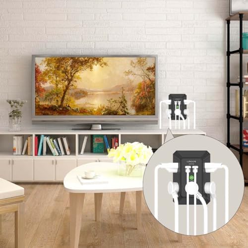 QINLIANF 5-Outlet USB Wall Charger with Surge Protection – 4 USB Ports (4.8 A Total) Power Strip Extender, 3-Sided Design for Easy Access, 1680 J Surge Defense, Compact Multi-Plug Adapter for Home, Travel, and Office Use – Elevate Your Charging Experience with Versatile Compatibility and Safety