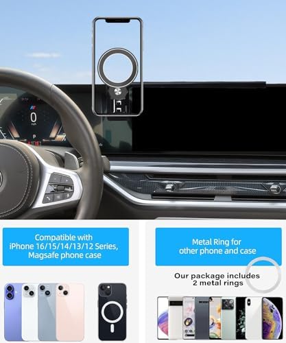 Premium Magnetic Car Phone Holder for 2024-2025 BMW X5/X6 & 2023-2025 X7 – 360° Rotating Smartphone Mount with Secure Clip for 14.9-Inch Touchscreen – Essential Hands-Free Accessory for Safe Driving & Effortless Smartphone Integration
