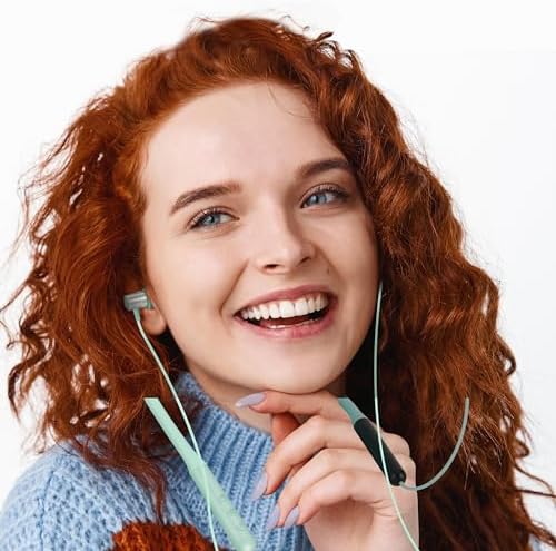 Lightweight Bluetooth Neckband Headphones – Stylish Wireless Earbuds with Noise Cancelling Mic, 10-Hour Battery Life, Sweatproof & Magnetic Design – Perfect for Active Women & Kids, Ideal for Running, Sports & Everyday Use – Includes Portable Case in Blue