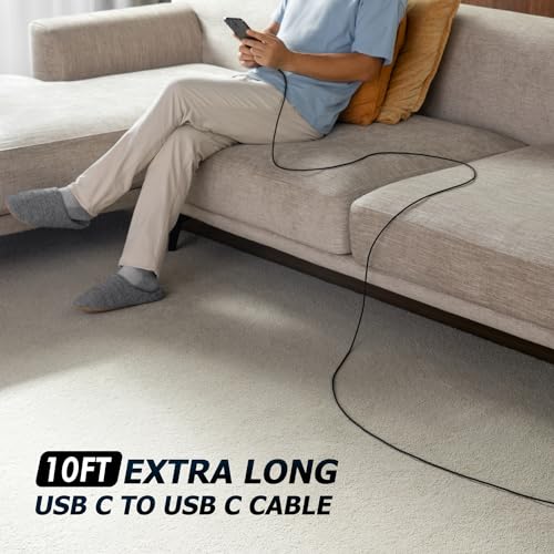 Ultra-Durable 15 ft USB C to USB C Cable – Rapid 100 W Charging & Lightning-Fast Data Transfer – Ideal for i Phone 16/15, Mac Book Pro/Air, Samsung Galaxy & More – Superior Braided Construction for Maximum Flexibility – Perfect for Home, Gaming, and Streaming Activities