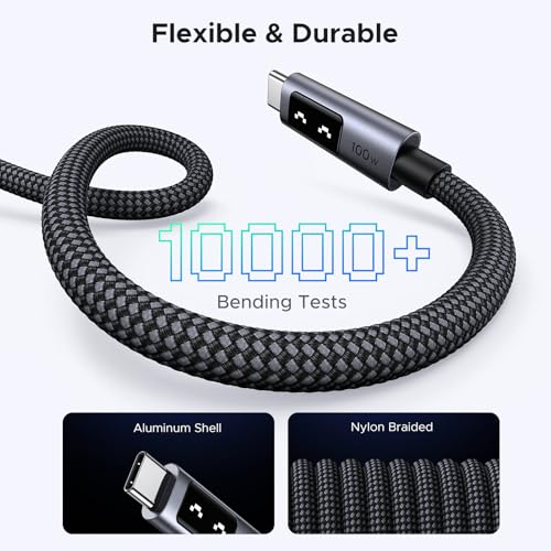 UGREEN Uno USB C to USB C Cable – 100 W Fast Charging with LED Display, 3.3 FT Length, Ideal for i Phone 16, Mac Book Pro, i Pad Pro, Galaxy S24 Ultra – High-Speed Data Transfer, Durable Design for Ultimate Convenience and Performance