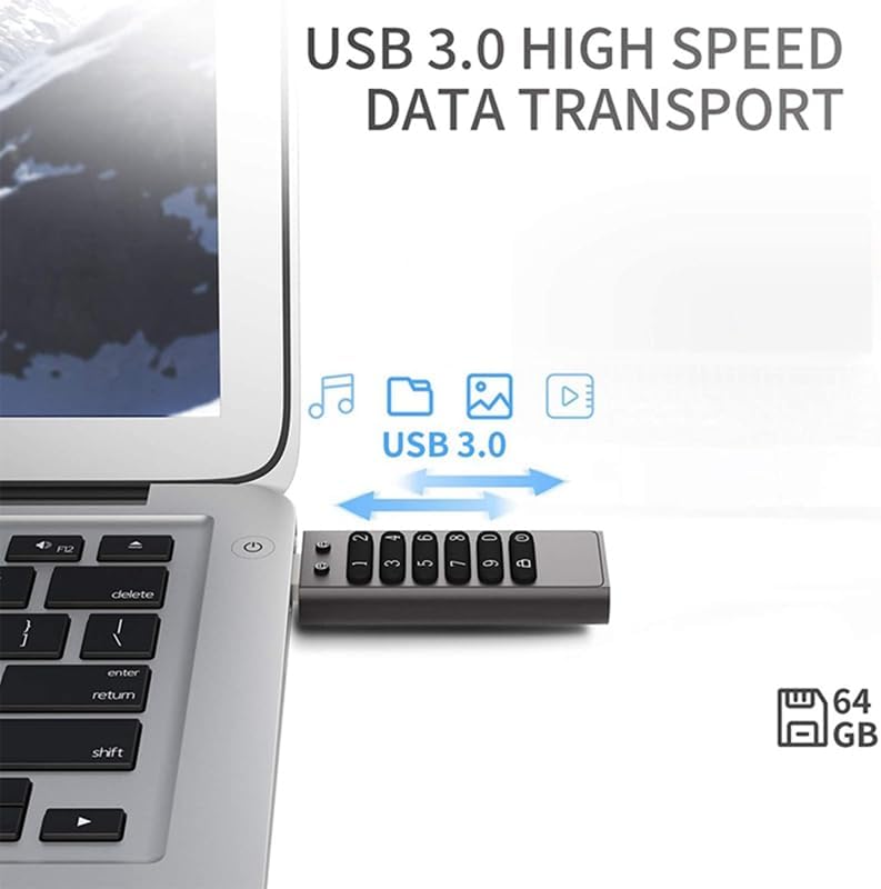 Ultimate 64 GB Encrypted USB Drive – AES256 Secure Flash Memory Stick with USB 3.0 Speed, Automatic Lock, and Durable Aluminum Alloy Design for Maximum Data Protection and Compatibility