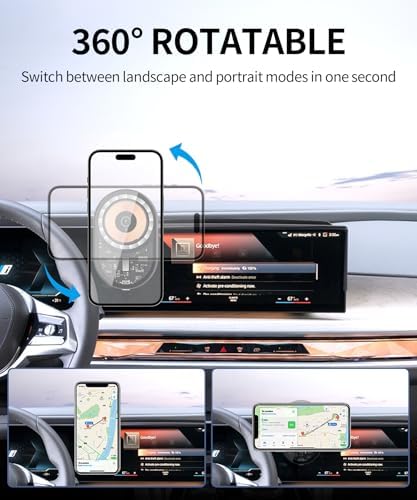 Wireless Charging car Phone Holder for 2023 2024 2025 BMW 7 Series/i7 Accessories 14.9-inch Screen Fixed Clip,360° Rotation car Phone Mount Compatible with MagSafe – Enhanced Compatibility and Speed