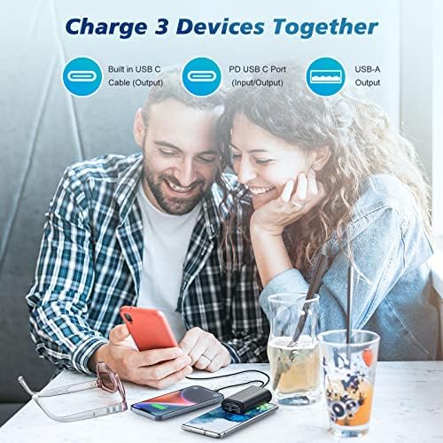 Compact 10800 m Ah Portable Charger with Built-in USB-C Cable – Fast PD 3 A Power Bank for Samsung Galaxy S22/S21, Note, Moto, and LG – LCD Display for Real-Time Battery Monitoring – Ultimate Solution for Mobile Charging Needs