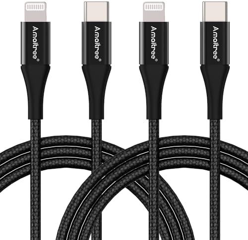 Experience Unmatched Charging Efficiency with the 4 Ft USB C to Lightning Cable – Apple MFi Certified – 2-Pack Fast Charging Braided Cables for i Phone 14, 13, 12, 11, XS, XR, 8 – Durable Woven Design in Sleek Black – Perfect for Home, Travel, and Car Play – Enhanced Durability and Rapid Power Delivery