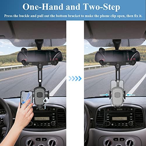 Transform Your Driving Experience with the 360-Degree Rotating Rearview Mirror Phone Holder – Adjustable Fit for 4-7 Inch Smartphones, Sleek Mirror-Black Design for Ultimate Convenience and Safety