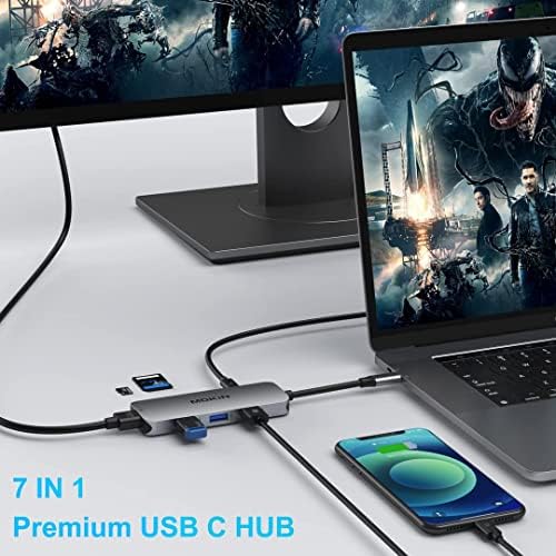 Transform Your Mac Book Experience with the MOKi N 7-in-1 USB C Adapter: Unleash 4 K HDMI, 3 USB 3.0 Ports, and 100 W Power Delivery for Seamless Connectivity Across Dell, HP, Lenovo, and Surface Devices – Ideal for Professionals and Creatives Seeking Speed and Versatility