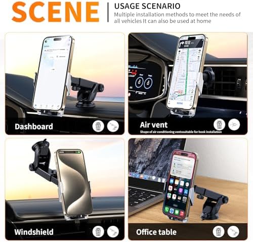 Wireless Car Charger with Phone Holder Mount 15W Fast Car Charger Auto Clamping Phone Holders for You Car Windshield Dashboard Air Vent Accessories for iPhone 13 Pro Max15141211Samsung Galaxy Googl – Enhanced Compatibility and Speed