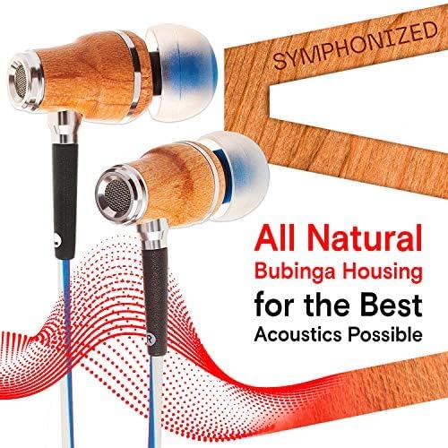Discover Superior Sound with Symphonized Eco-Friendly Wooden Airtube Earbuds – Immerse Yourself in 3 D Audio Bliss, Deep Bass from 8 mm Drivers, Integrated Mic for Effortless Communication, and Universal 3.5 mm Compatibility – Ergonomically Designed for Comfort During Extended Listening Sessions – Perfect for Audiophiles and Casual Users Alike