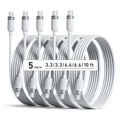 High-Speed 60 W USB C Cable Set [2-Pack, 10 ft] – Versatile Fast Charging Silicone Cord for i Phone 16, Samsung Galaxy S24, Mac Book Air, and More – Durable Design for Maximum Compatibility and Extended Reach (Black & White)