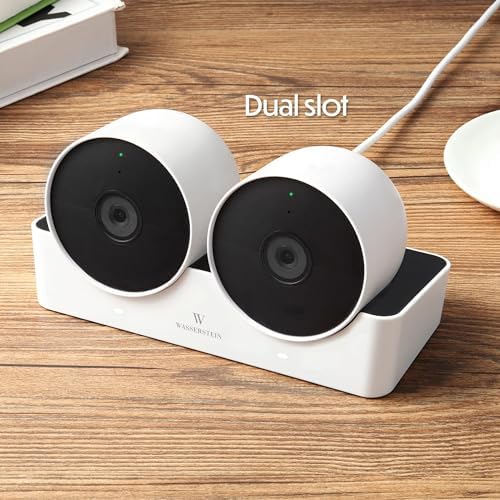 Wasserstein Premium Dual Charging Dock for Google Nest Cam – Quick Charge Station with Enhanced Compatibility for Indoor/Outdoor Use – Elegant Design with LED Charge Indicators – Optimal Solution for Concurrent Battery Charging to Maintain Home Security Efficiency