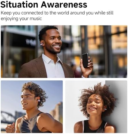 QCY Crossky C30 Open Ear Bluetooth Earbuds – Ultra-Lightweight Clip-On Design with Advanced 4-Microphone Environmental Noise Cancellation for Crystal-Clear Calls, Secure Fit for Dynamic Lifestyles, Dual Device Pairing Capability, and Customizable EQ for Personalized Audio Experience – Ideal for Sports, Outdoor Activities, and Enhanced Safety Awareness