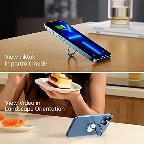 Sparkling 360° Rotation Phone Ring Holder – Bling Bling Finger Kickstand for Enhanced Grip and Stability – Premium Zinc Alloy Design for i Phone, Samsung, Pixel & All Smartphones – Secure Adhesive, Versatile Stand, and Magnetic Car Mount Compatible – Glitter Silver Finish for a Touch of Elegance