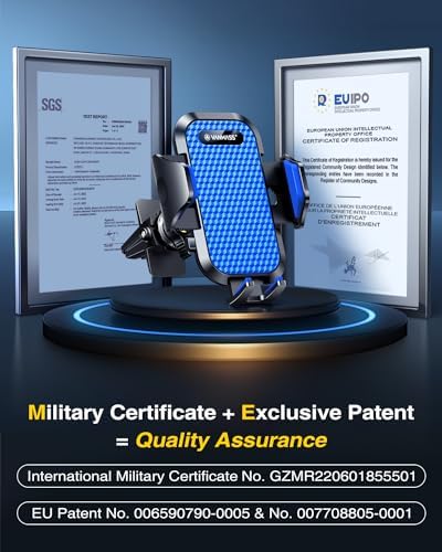 VANMASS Enhanced Car Vent Phone Holder Mount – Universal Smartphone Cradle for i Phone 13 Pro Max, 12, 11, X, XR, XS, 8, 7 Plus, Mini, SE & Android Devices – Secure Handsfree Accessory with Quick Clamp Mechanism and 360-Degree Rotation in Sleek Red Finish for Ultimate Driving Convenience