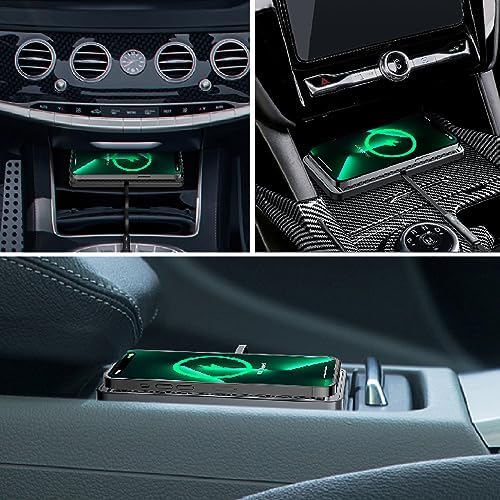 LOOSAU 15 W Fast Wireless Car Charger Pad – Non-Slip Charging Solution for i Phone 11-16 Pro Max, Samsung Galaxy S20/S10+/Note 9, and LG Devices – Effortless Power-Up with Intelligent Safety Features and Universal Mounting for All Vehicles