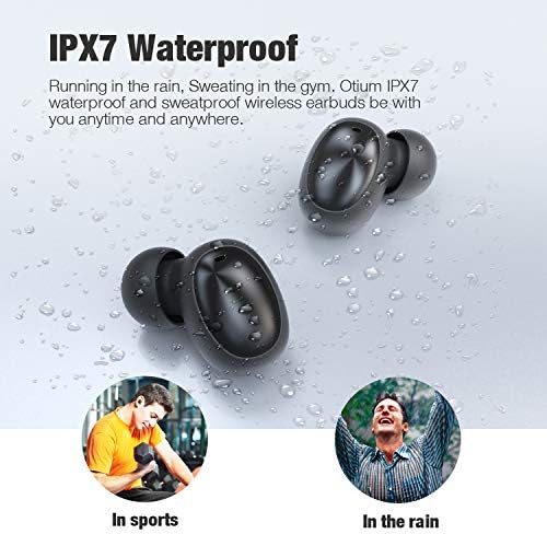 Otium Bluetooth 5.0 Wireless Earbuds: Premium Deep Bass & 3 D Stereo Sound – 40 Hours Playtime with Compact Charging Case – IPX7 Waterproof Design for Sports & Work – Ergonomic, Lightweight, Built-in Mic for Hands-Free Calls and Ultimate Comfort