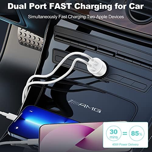 Cabepow 40 W Dual USB-C Car Charger for i Phone 15 Series & i Pad Pro – Rapid Dual-Port Fast Charging Adapter with 2 x 6 FT USB-C Cables for Enhanced Device Compatibility & On-the-Go Power Solutions