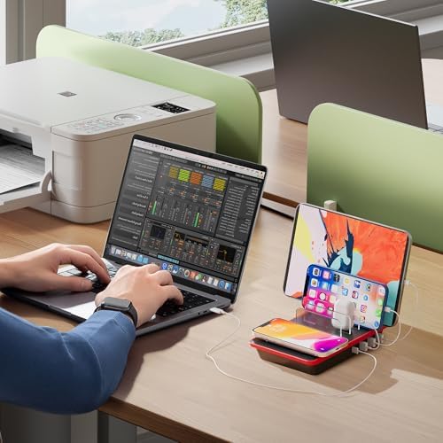 Ultimate 100 W Multi-Device Charging Station: Fast 20 W PD USB-C Ports, 15 W QI Wireless Pad, and Versatile USB 5 V/4.8 A Port – Sleek Design for i Phone, i Pad, Tablets and More – Effortless Power Management for Home and Office