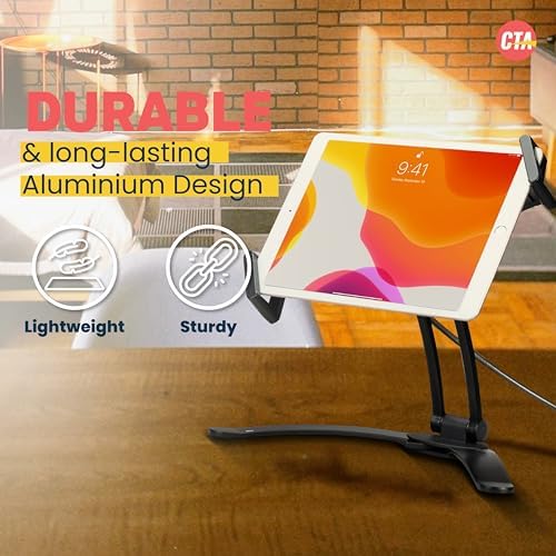 Universal 3-in-1 i Pad Tablet Mount by CTA Digital – Versatile Holder for All i Pad Models (7-13″) – Elegant Silver Design – Wall, Under Cabinet, and Desk Mounting Solutions – Adjustable Viewing Angles for Ultimate Comfort – Perfect for Home, Office, and Travel – Boost Productivity and Entertainment with Effortless Installation and Sturdy Build