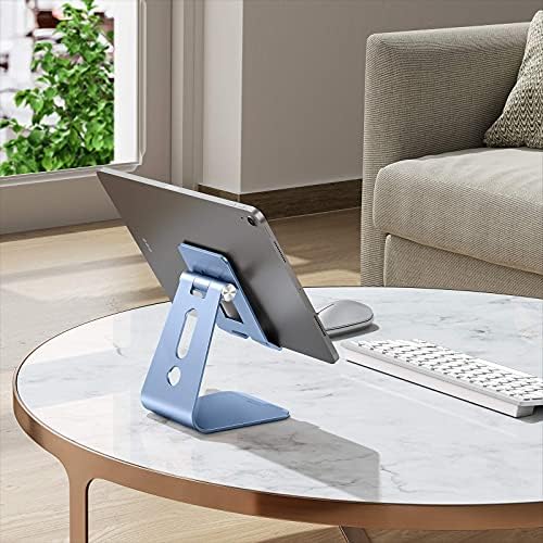 OMOTON Versatile Adjustable Tablet Stand for Desk – Enhanced Stability with Extended Arms for i Pad Pro/Air/Mini & Larger Smartphones – Stylish Purple Holder for Optimal Viewing Comfort and Clutter-Free Workspace