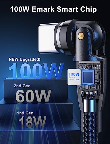 Revolutionary 100 W Magnetic USB C Charging Cable with 540-Degree Rotation – Dual-Pack of 3.3 FT & 6 FT Lengths for Fast Charging and Data Transfer – Universal Compatibility for All Devices – Durable Design for Hassle-Free Connectivity and Enhanced Efficiency