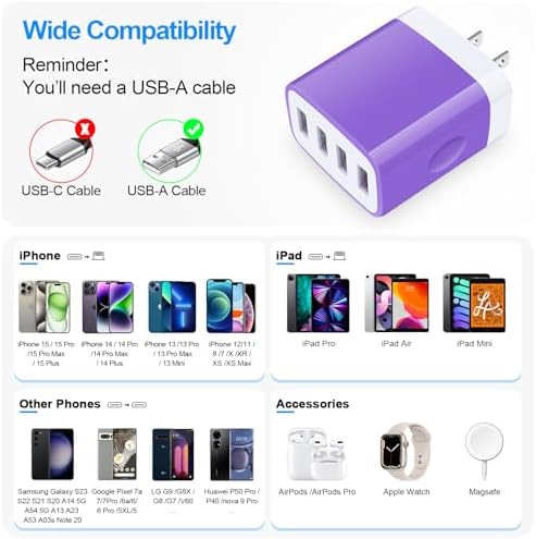 Dual USB Wall Charger 2-Pack – Rapid Charge Block for i Phone, Samsung Galaxy & Google Pixel – Universal Compatibility Power Adapter for Home, Office, and Travel – Fast Charging Technology with Compact Design – Reliable Multi Plug Outlet Solution for All Your Devices