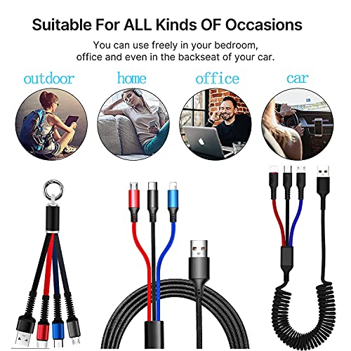 Versatile 3-Pack Nylon Braided 3-in-1 USB Charging Cable Set – Fast Charge with Universal Compatibility for Home, Office, and Travel – Durable, Tangle-Free Design for USB-C, Lightning, and Micro USB Devices