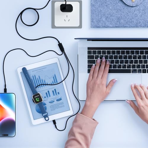 Premium 5 W Fast Charging USB C Cable for Apple Watch – 6 ft Magnetic Charger, MFi Certified, Compatible with Series SE2/8/7 & All Sizes 38 mm to 45 mm – Reliable & Efficient Power Solution for On-the-Go Users