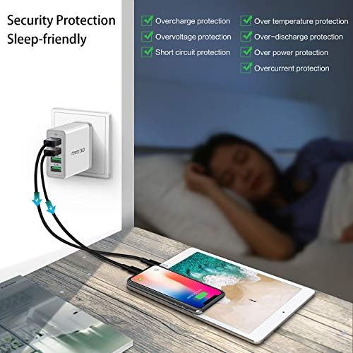 Ultra-Fast 3-Pack 4-Port USB Wall Charger for i Phone, Samsung, Pixel – Multi-Device Power Adapter with Quick Charge 3.0 Technology, Compact Travel Charging Station for Home and Office Use, i Seeker Kit Adapter for Seamless Compatibility and Efficiency