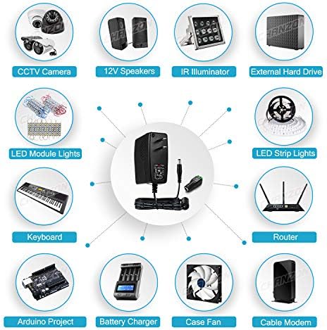 Chanzon 12 V 2 A High-Efficiency AC/DC Power Adapter – Reliable Universal Wall Charger for Optimal Device Performance – 100-240 V Input, 2000 m A Output, Ideal for LED Strips, Routers, and More – Compact & Durable Power Supply Solution for Home and Travel Use