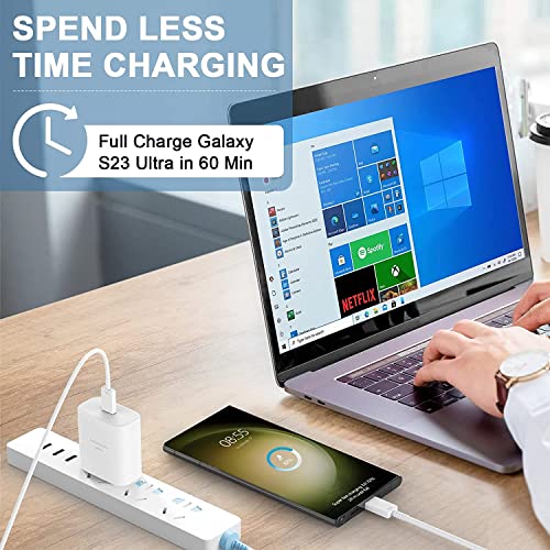 Ultra-Fast 45 W Samsung USB-C Wall Charger with 6.6 FT Cable – Optimal Charging Solution for Galaxy S25 Ultra, S24, S23, S22, Note 10/20 & Tab S8/S7 – Compact Design with Advanced Safety Features for Rapid Device Power-Up
