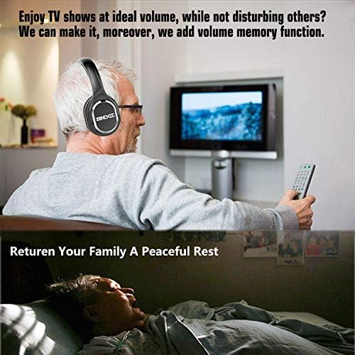 ZANCHIE Wireless Over-Ear Headphones with RF Transmitter Dock – Premium Digital Stereo Sound Designed for Seniors and Hearing Impaired – Ultimate Comfort and Seamless TV Audio Experience for Endless Enjoyment