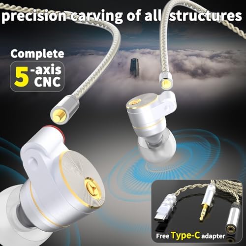 TINHIFI CNT Driver In-Ear Monitor Earbuds – Ultimate Audiophile Experience with Ergonomic Comfort, Detachable Silver-Copper Cable & Premium Metal Housing for Exceptional Sound Clarity – Perfect for Musicians and Music Enthusiasts