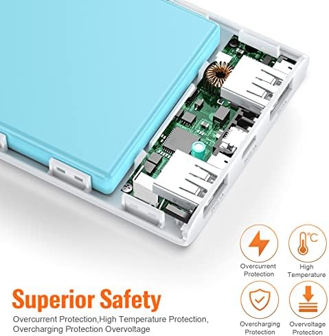 Ultra-Slim 10000 m Ah Portable Power Bank – Dual USB Outputs & USB-C Input, Compact External Charger for i Phone 12/13, Samsung S20, Tablets – Stylish Black and Red Design for Maximum Portability and Enhanced Device Compatibility