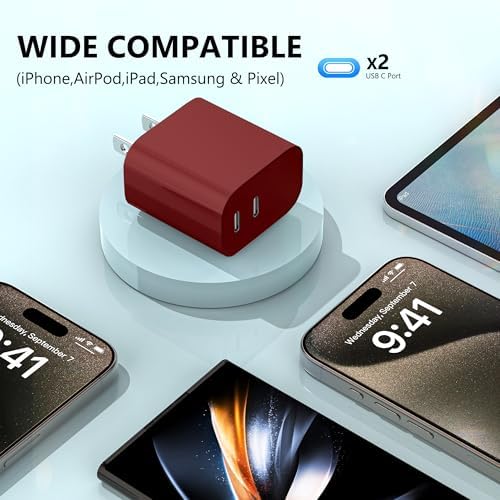 High-Speed Dual-Port USB C Charger Block – 3-Pack 20 W Type-C Wall Adapter for i Phone and i Pad Pro – Ultimate Convenience for Multi-Device Charging on the Go, Safe & Compact Design