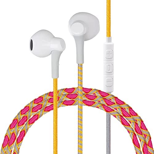 URIZONS Colorful Braided Wired Earbuds with Built-in Microphone – Sweat & Dirt Resistant, Tangle-Free Design, Adjustable Volume Control – Universal 3.5 mm Compatibility for Everyday Audio and Active Lifestyles – Premium Sound Quality for Music Lovers