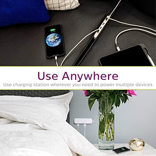 Philips 24 W USB Power Strip with 6 ft Braided Cable – Ultimate Charging Station for i Phone, i Pad, Samsung Galaxy & Google Pixel – 4 Port USB-A Design for Fast & Efficient Device Charging – Sleek & Durable Solution for Home, Office & Travel