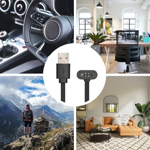 kwmobile Fast Charge USB Cable for Mojawa Run Plus Smartwatch – Durable, Lightweight Charging Solution with Sleek Black Design for Ultimate Convenience and Everyday Performance