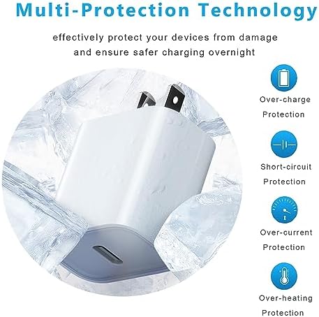 Swift Charge 20 W USB-C Charger for i Phone 15 & i Pad – 6 FT Cable Included – Rapid Power Solution for i Phone 16 Pro Max, i Pad Pro, Mini & Air – Lightweight, Durable, and Versatile Charging Block for All Your Devices – Say Goodbye to Long Wait Times with Enhanced Compatibility and Safety Features