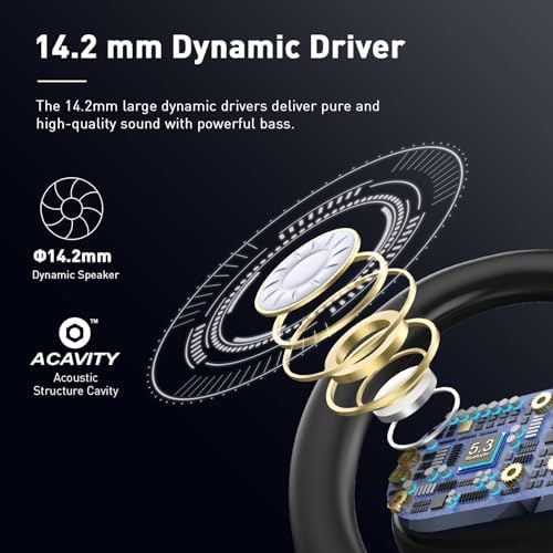 Unleash Your Potential with HILEO Open Ear Bluetooth 5.2 Wireless Earbuds – 90-Hour Battery Life for Endurance Athletes – Exceptional Sound Clarity in a Lightweight Sporty Design – Ideal for Running, Workouts, and Active Lifestyles – Convenient Sleek Black Charging Case for On-the-Go Use – Effortless Connectivity for All Your Devices